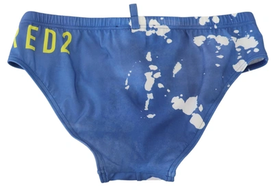 Shop Dsquared² Exclusive Blue &amp; White Logo Swim Men's Trunks In Blue And White