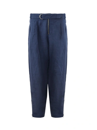 Shop Emporio Armani Chic Oversize Linen Denim Effect Men's Trousers In Blue