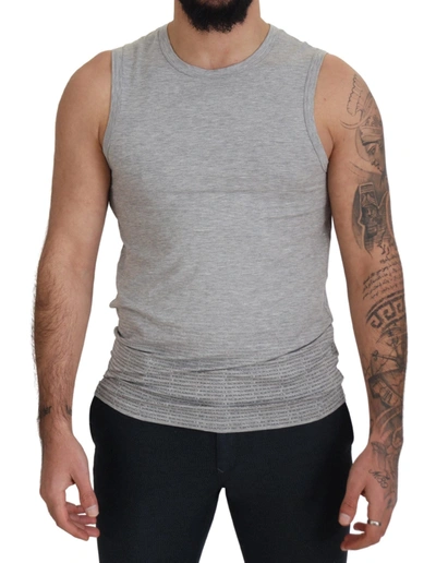 Shop Ermanno Scervino Chic Gray Sleeveless Crewneck Men's Tee