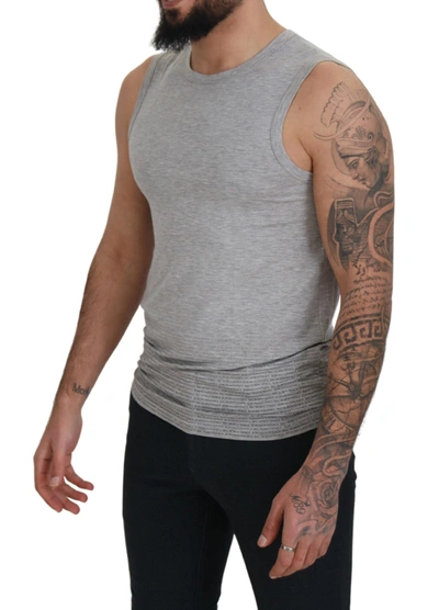 Shop Ermanno Scervino Chic Gray Sleeveless Crewneck Men's Tee