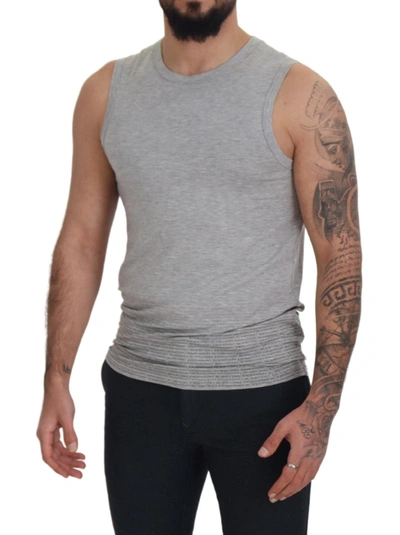 Shop Ermanno Scervino Chic Gray Sleeveless Crewneck Men's Tee