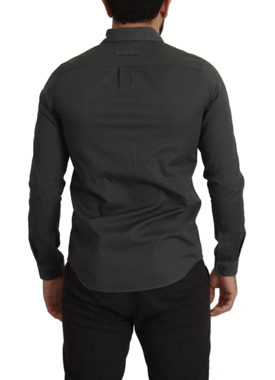 Shop Gianfranco Ferre Gf Ferre Sleek Dark Gray Cotton Casual Men's Shirt