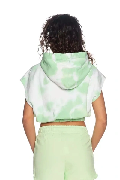 Shop Hinnominate Apple Green Brushed Tie-dye Sleeveless Women's Hoodie
