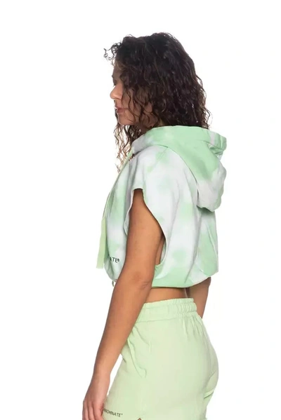 Shop Hinnominate Apple Green Brushed Tie-dye Sleeveless Women's Hoodie