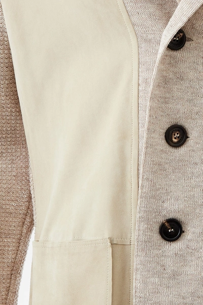 Shop Lardini Elegant Beige Linen Cardigan Blazer With Suede Men's Detail