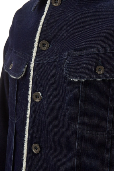 Shop Lardini Elegant Blue Corduroy Fur-lined Men's Jacket