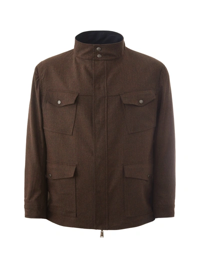 Shop Lardini Elegant Reversible Blue-brown Wool Men's Jacket