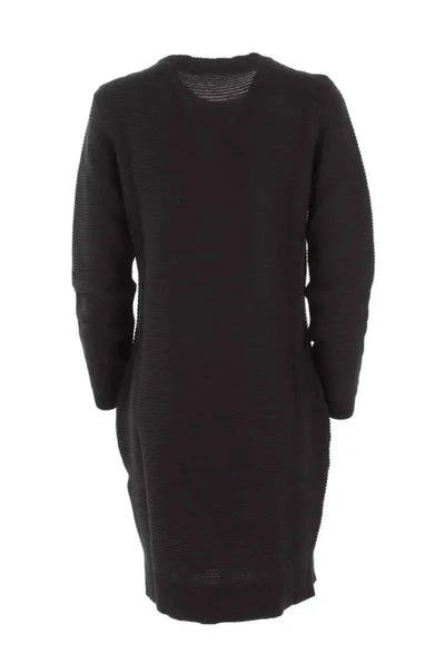 Shop Love Moschino Chic Heart Pattern Knit Wool-blend Women's Dress In Black