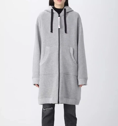 Shop Love Moschino Elegant Grey Wool Hooded Women's Coat In Gray