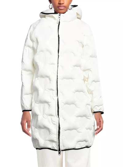 Shop Love Moschino Chic Quilted Heart Long Down Women's Jacket In White