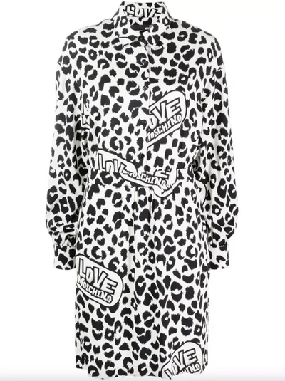 Shop Love Moschino Chic Monochrome Leopard Women's Dress In White