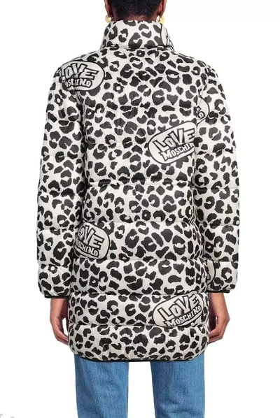 Shop Love Moschino Chic Leopard Print Down Women's Jacket In White