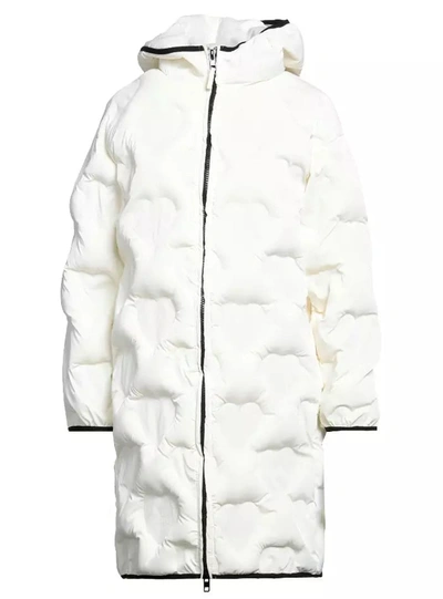 Shop Love Moschino Chic Quilted Heart Long Down Women's Jacket In White