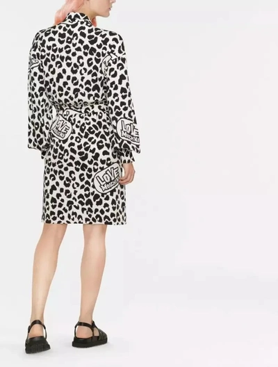 Shop Love Moschino Chic Monochrome Leopard Women's Dress In White