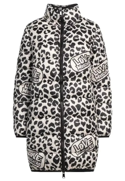 Shop Love Moschino Chic Leopard Print Down Women's Jacket In White
