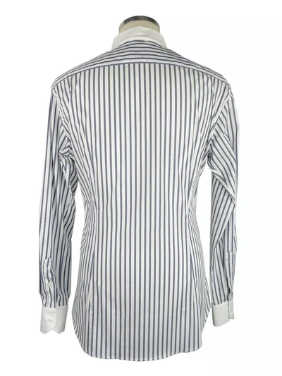 Shop Made In Italy Elegant Striped Milano Cotton Men's Shirt In White