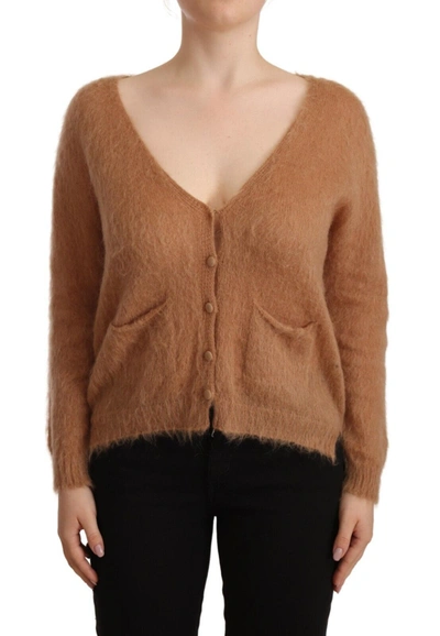 Shop Pink Memories Chic Brown Knit Cardigan With Front Button Women's Closure