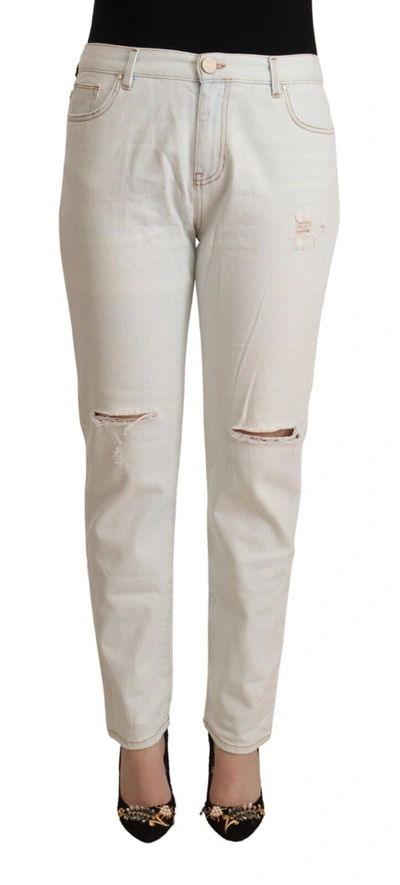Shop Pinko White Mid Waist Skinny Denim Women's Jeans