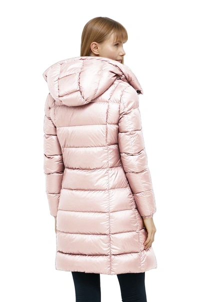 Shop Refrigiwear Elegant Long Down Jacket With Removable Women's Hood In Pink