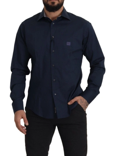 Shop Roberto Cavalli Navy Elegance Cotton Dress Men's Shirt In Blue