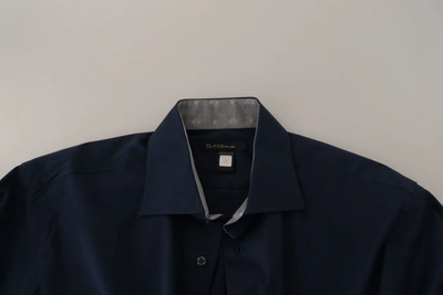 Shop Roberto Cavalli Navy Elegance Cotton Dress Men's Shirt In Blue