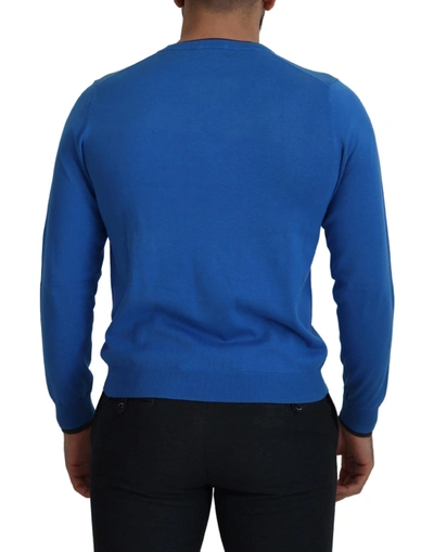 Shop Sun68 Chic Blue Cotton Pullover Men's Sweater