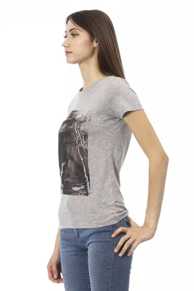 Shop Trussardi Action Chic Gray Short Sleeve Round Neck Women's T-shirt
