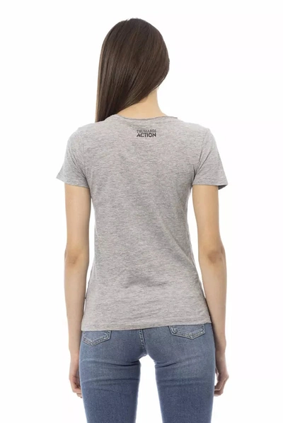 Shop Trussardi Action Chic Gray Short Sleeve Round Neck Women's T-shirt
