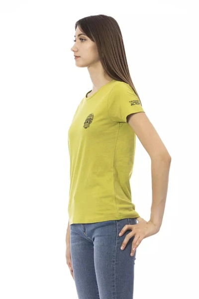 Shop Trussardi Action Chic Green Tee With Artistic Front Women's Print