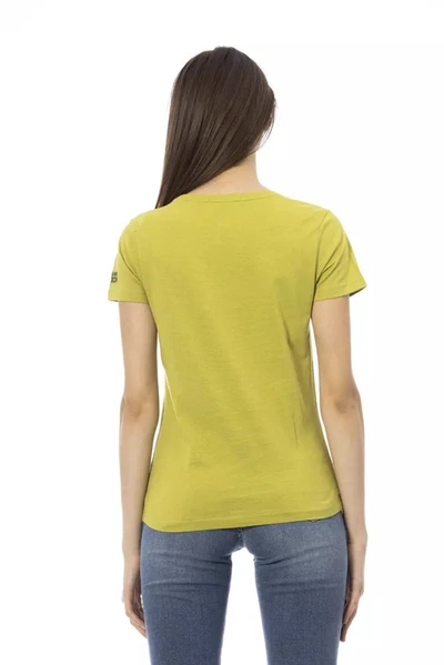 Shop Trussardi Action Chic Green Tee With Artistic Front Women's Print