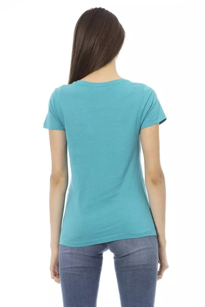 Shop Trussardi Action Chic Light Blue Short Sleeve Tee With Front Women's Print