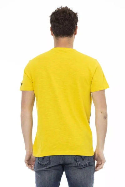Shop Trussardi Action Sleek Short Sleeve Cotton Blend Men's Tee In Yellow