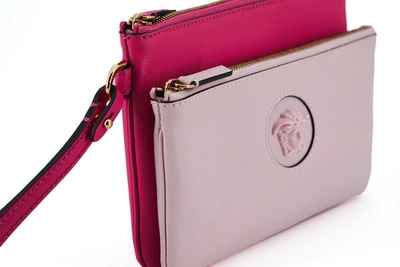Shop Versace Pink Calf Leather Pouch Women's Bag