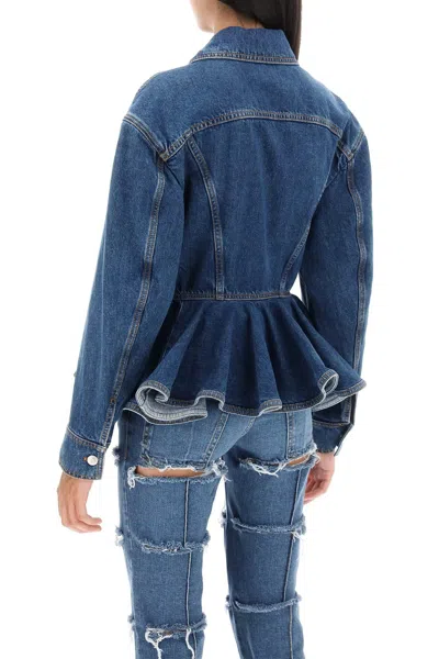 Shop Alexander Mcqueen Denim Peplum Jacket