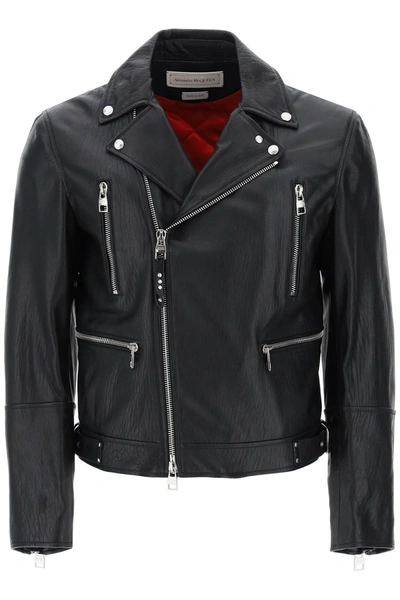 Shop Alexander Mcqueen Leather Biker Jacket