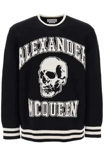 Shop Alexander Mcqueen Varsity Sweater With Skull Motif