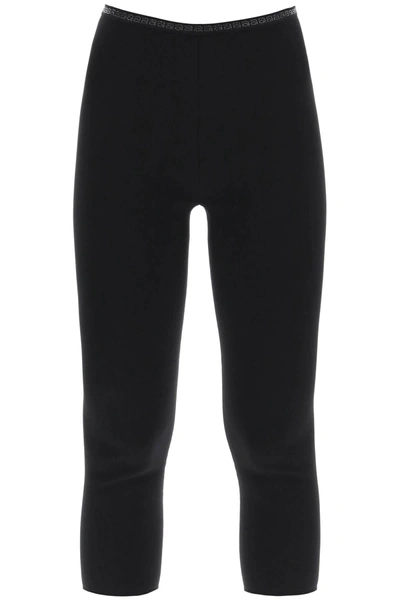 Shop Alexander Wang Cropped Leggings With Crystal Studded Logoed Band