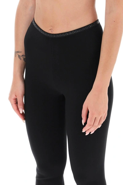 Shop Alexander Wang Cropped Leggings With Crystal Studded Logoed Band