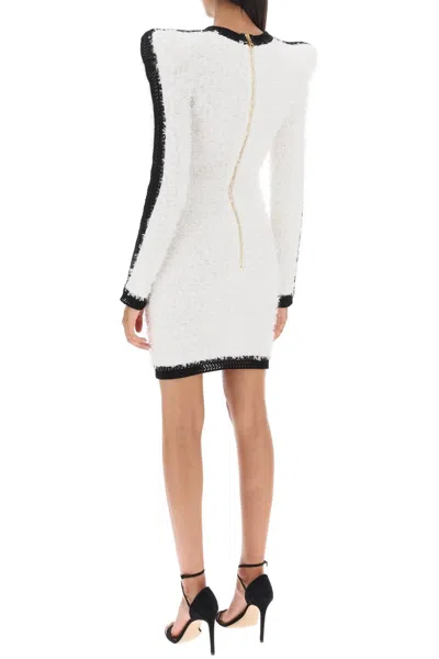 Shop Balmain Bouclé Tweed Dress With Pointy Shoulders