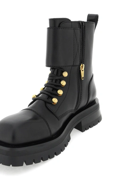 Shop Balmain Leather Ranger Boots With Maxi Buttons
