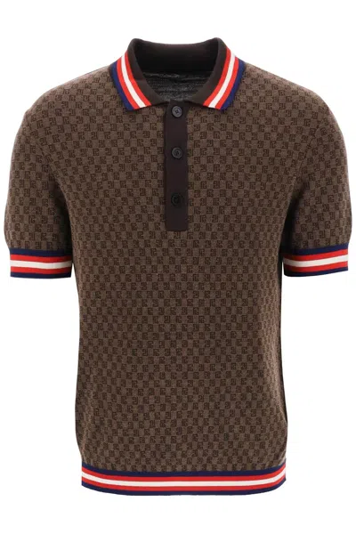 Shop Balmain Mini Monogram Jacquard Polo Shirt