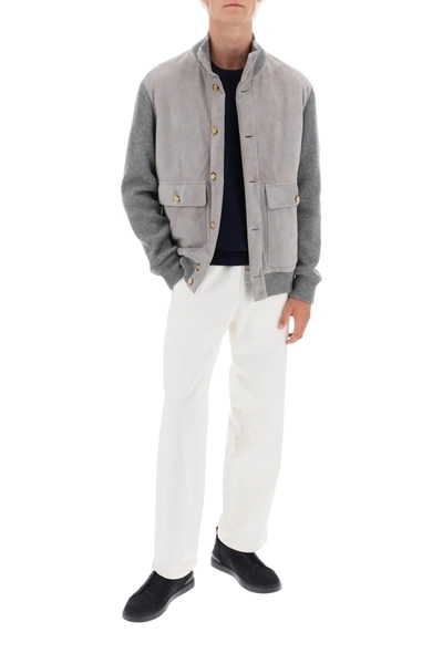 Shop Brunello Cucinelli Hybrid Jacket In Leather And Cashmere
