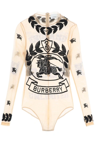 Shop Burberry Stretch Tulle Bodysuit