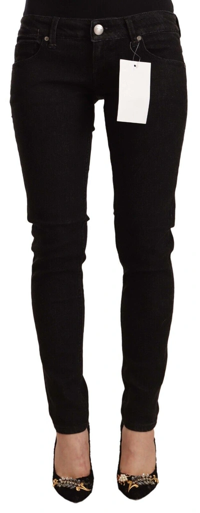 Shop Acht Black Cotton Low Waist Skinny Denim Jeans