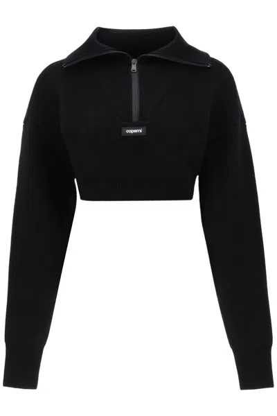 Shop Coperni Half Zip Cropped Boxy Wool Sweater