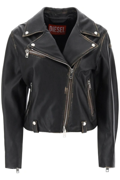 Shop Diesel 'l Edmea' Lamb Leather Biker Jacket
