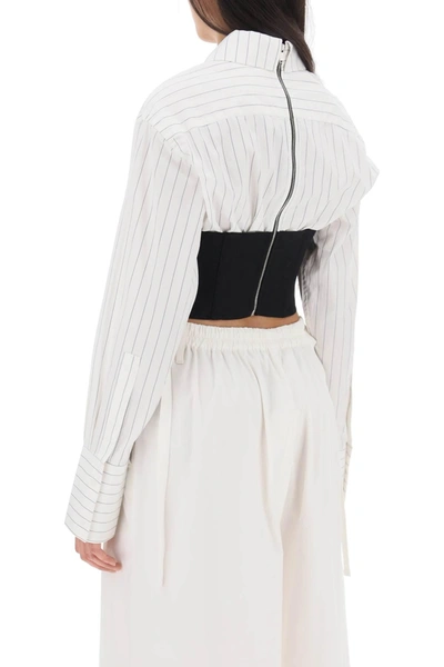 Shop Dion Lee Cropped Shirt With Underbust Corset