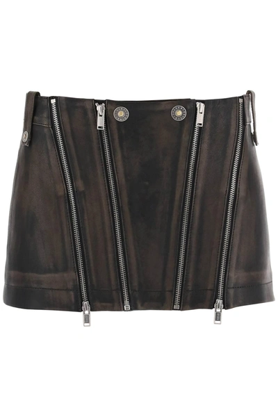 Shop Dion Lee Leather Biker Micro Skirt