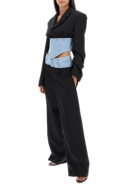 Shop Dion Lee Wide Leg Hybrid Pants