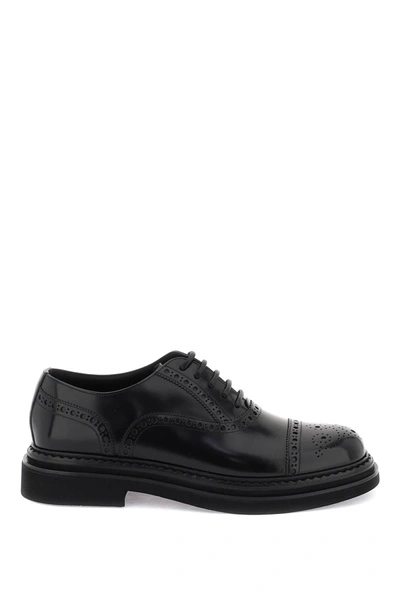Shop Dolce & Gabbana Brushed Leather Oxford Lace Ups
